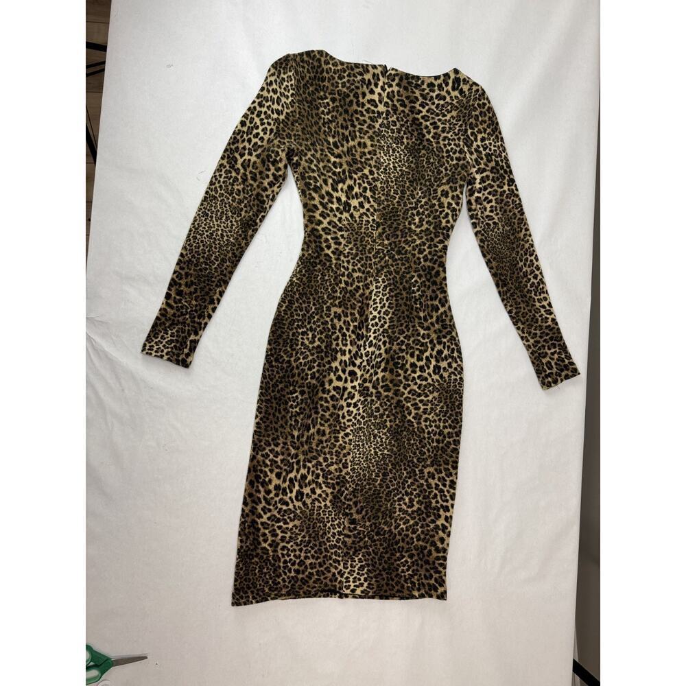 Vintage Y2K Cache Leopard Print Dress Bodycon Twist Waist Ruched Slimming Small - Picture 4 of 9